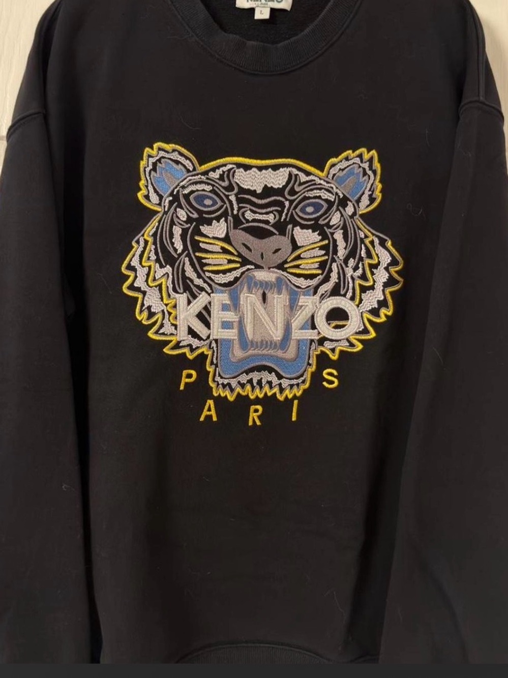 Kenzo Black Sweatshirt with Green Logo Detail